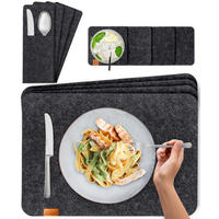 PLATZSETS Untersetzer Taschen 12er-Set - Dunkelgrau, Textil (44/45/3cm) - Miqio Design