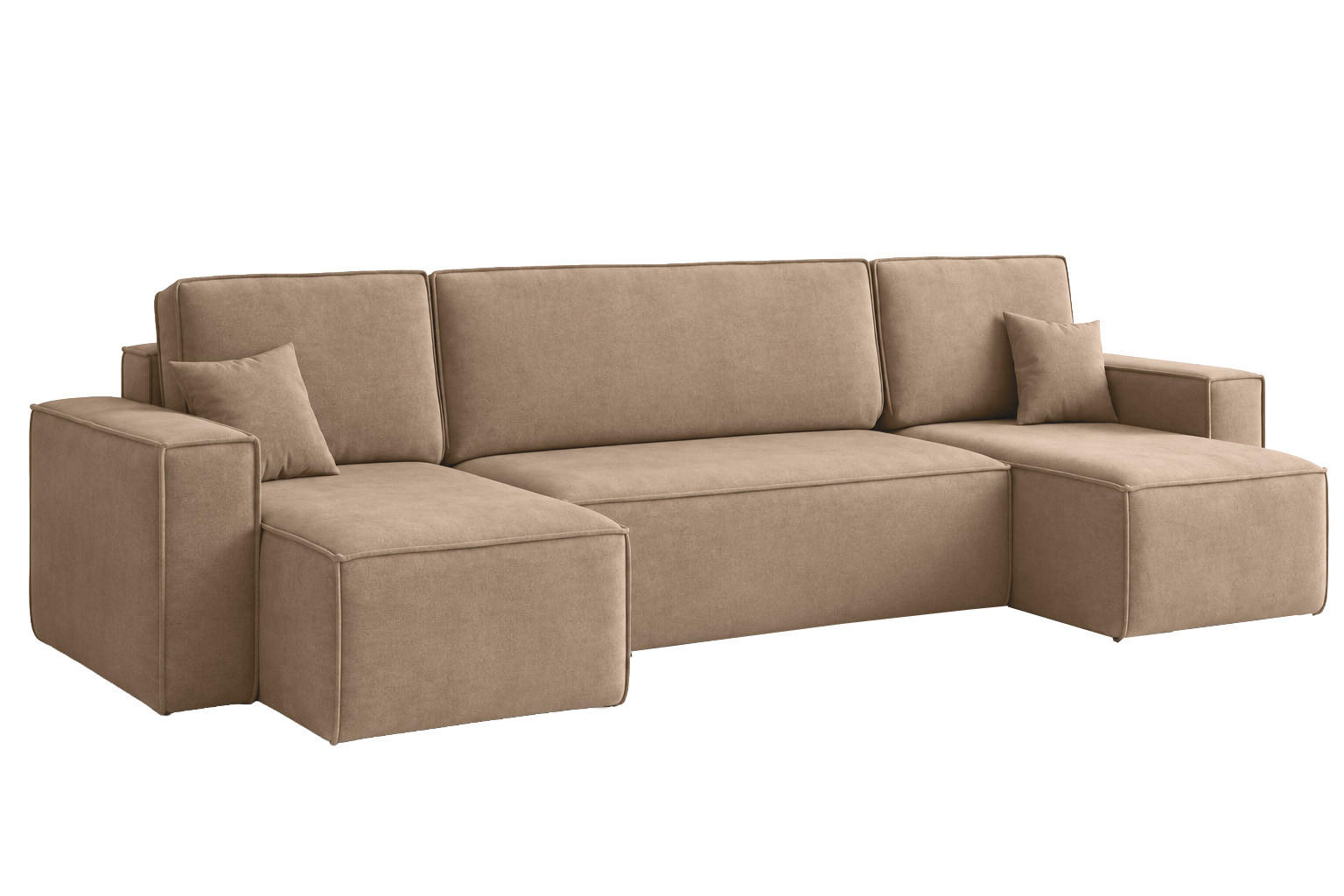 ECKSOFA U-Form Mit Schlaffunktion Und Bettkasten, Veloursstoff Bluvel, Latte, BEST U - Cappuccino, Holz (312/142cm) - Kaiser Möbel