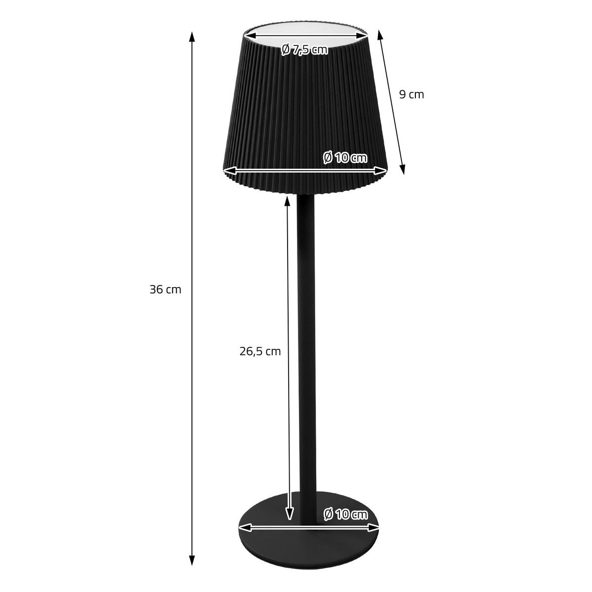 LED TISCHLAMPE kabellos mit Touch Schwarz Ø10x36 cm Warmweiß Dimmbar - Schwarz, Kunststoff (10/10/36cm) - ML-DESIGN