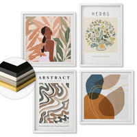WANDBILDER 4er-Set - 50x50 cm & 40x60 cm Weißer Rahmen - Boho-Ästhetik, Pastellposter - Weiß, Kunststoff (50/50cm) - ArtPrintCave
