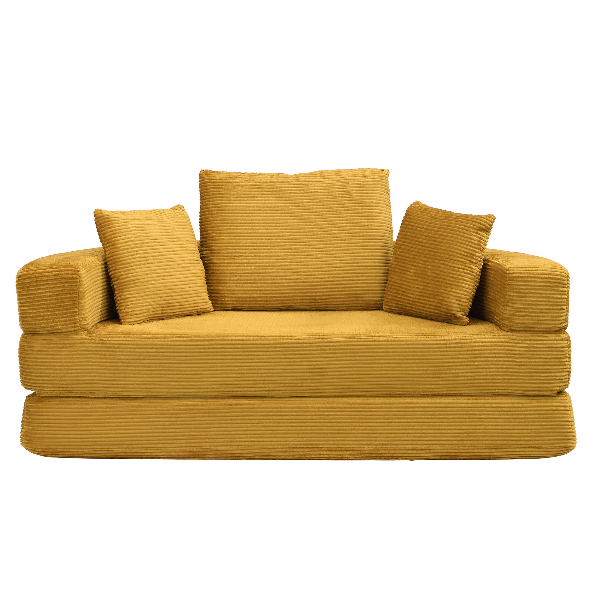 SCHLAFSOFA DE-33440 ovales Klappsofa-Bett mit 3 Kissen Gelb - Gelb, Textil (173/40/176cm) - ComfortXL