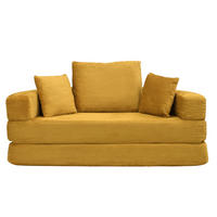 SCHLAFSOFA DE-33440 ovales Klappsofa-Bett mit 3 Kissen Gelb - Gelb, Textil (173/40/176cm) - ComfortXL