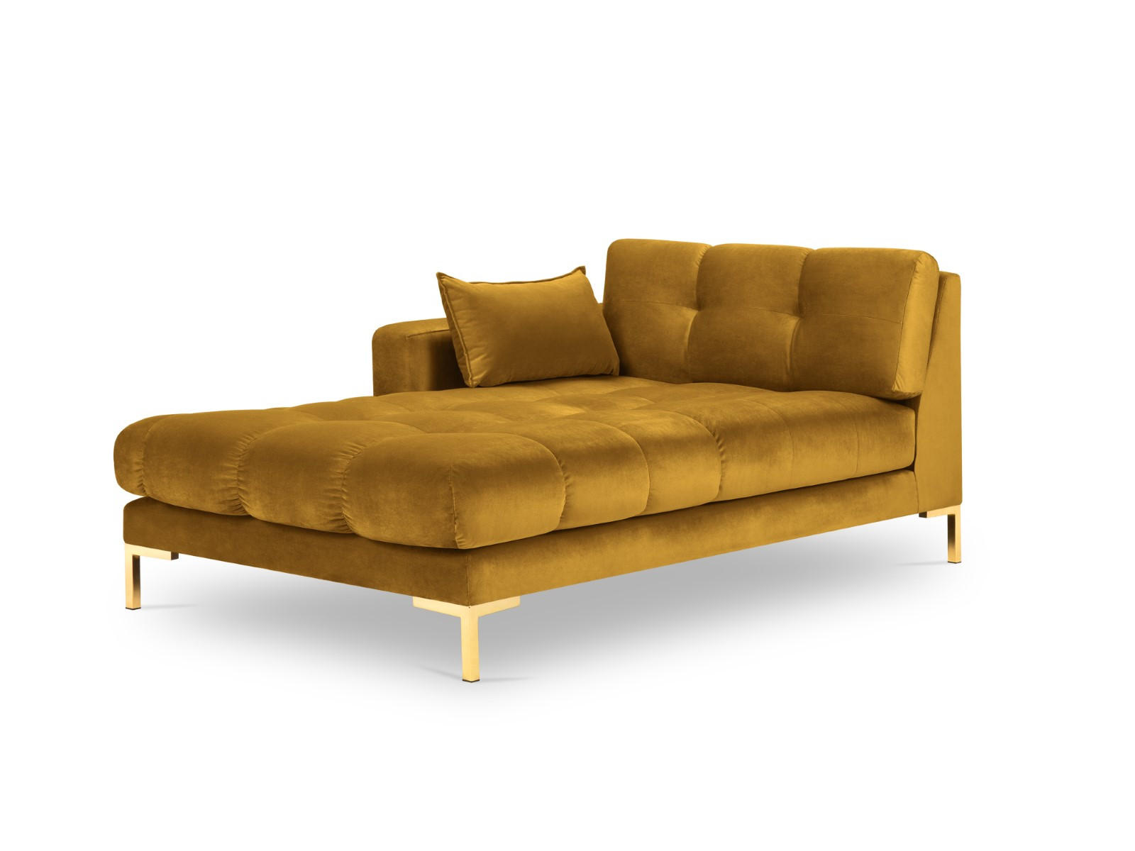 CHAISELONGUE links Mamaia aus Samt gelb - Gelb, Textil (102/75/185cm) - Micadoni