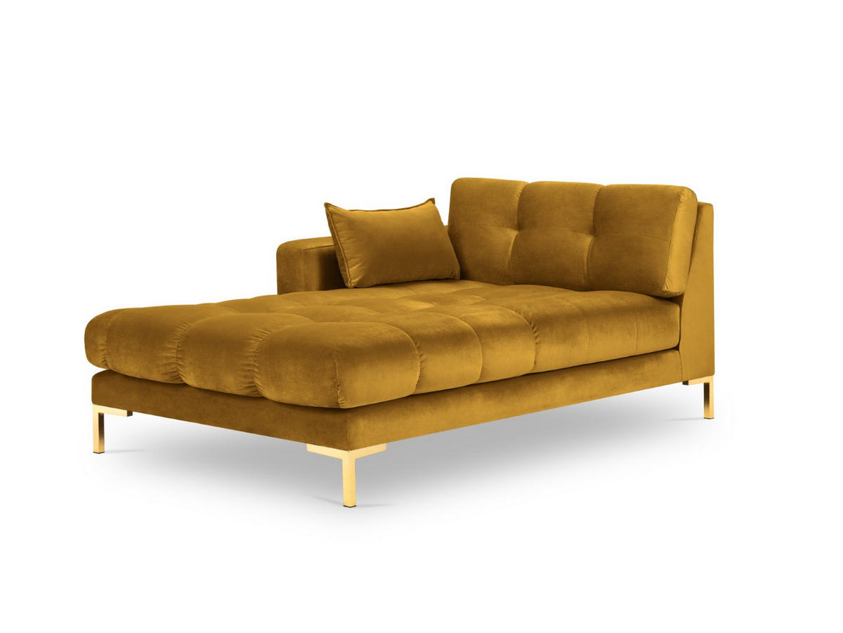 CHAISELONGUE links Mamaia aus Samt gelb - Gelb, Textil (102/75/185cm) - Micadoni