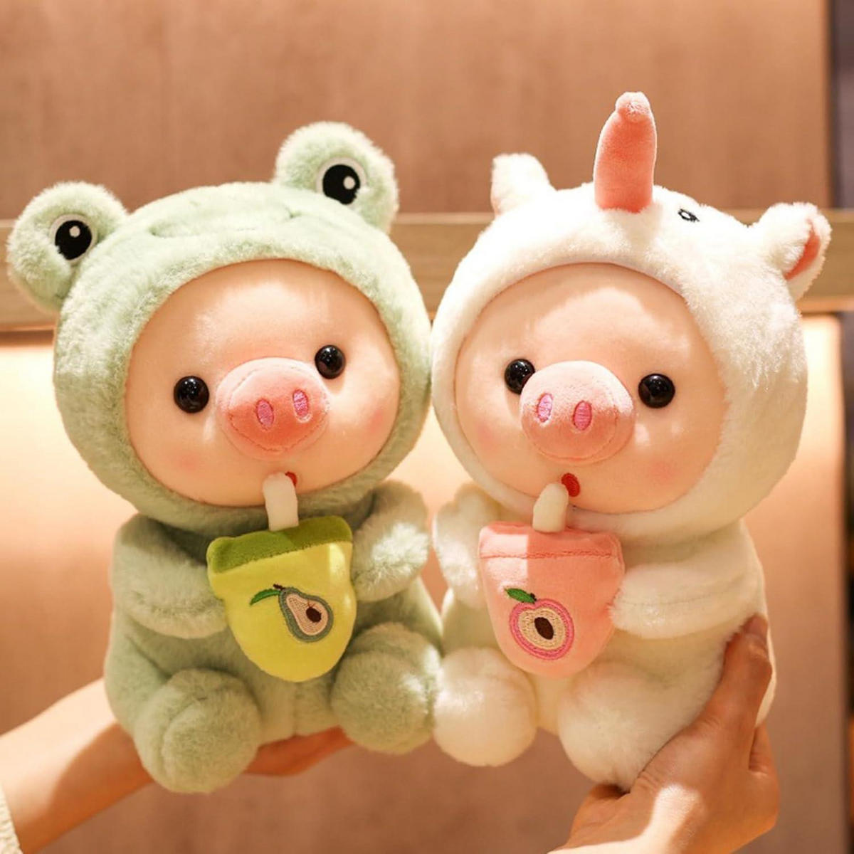 STOFFTIER Schwein mit Bubble Tea 25 cm - Multicolor, Textil (10/15cm)