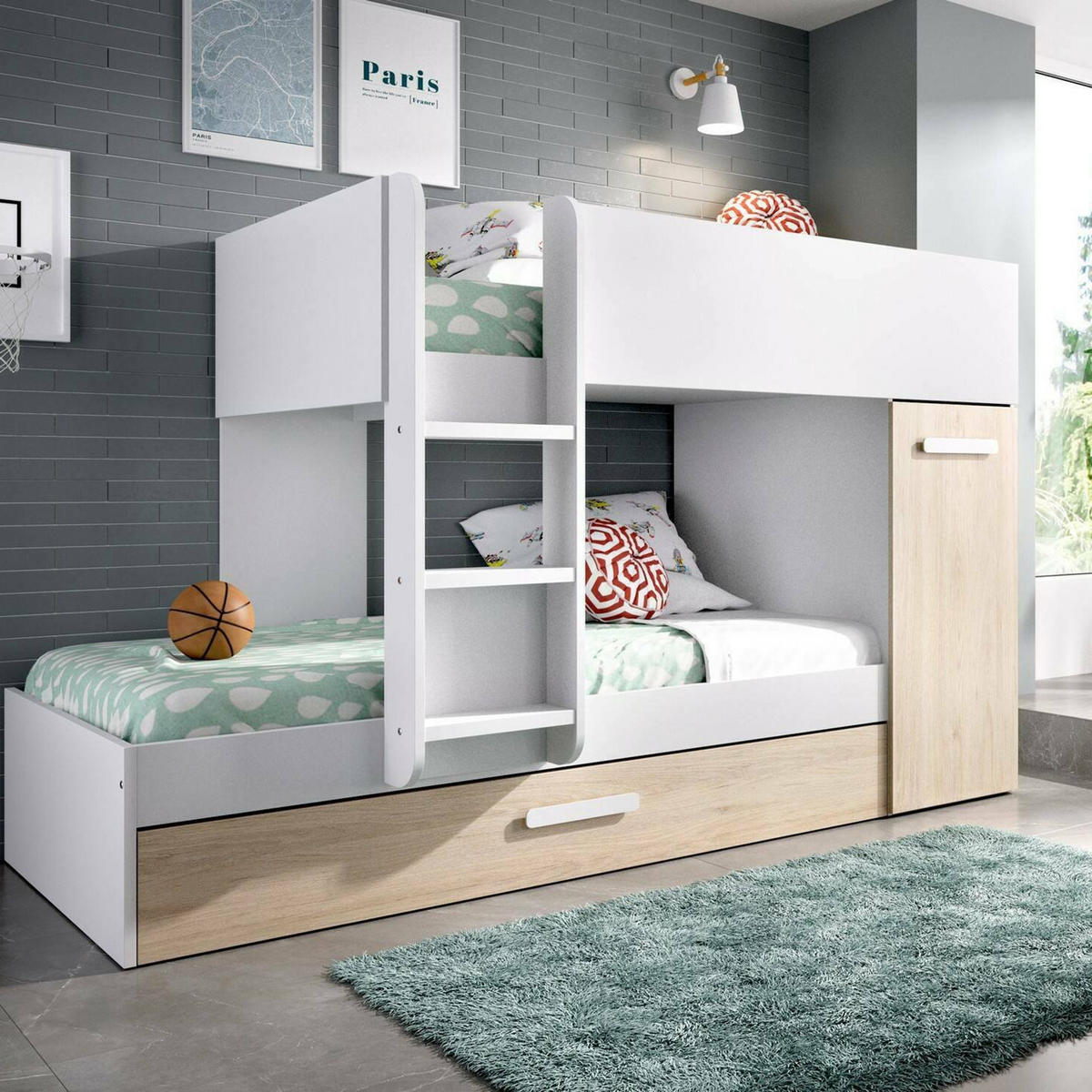 SCHLAFZIMMER Eiche, Weiß 112/244/150 cm - Weiß, Holzwerkstoff - DMORA