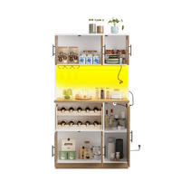 KÜCHENSCHRANK aus MDF 100x40x180 cm Weiß/Natur mit LED-Beleuchtung, Steckdosenleiste und Weinregal - Weiß, Holzwerkstoff (100/180/40cm) - IVMEU