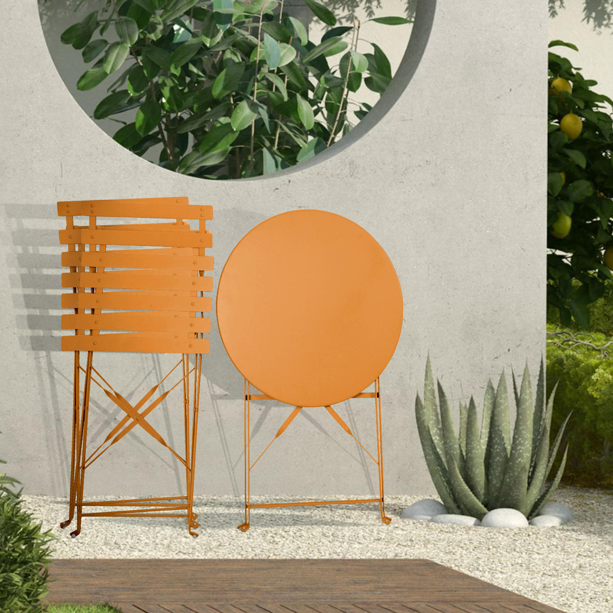 BISTRO-SET BERLIN Metall Orange - Orange, Metall - SVITA