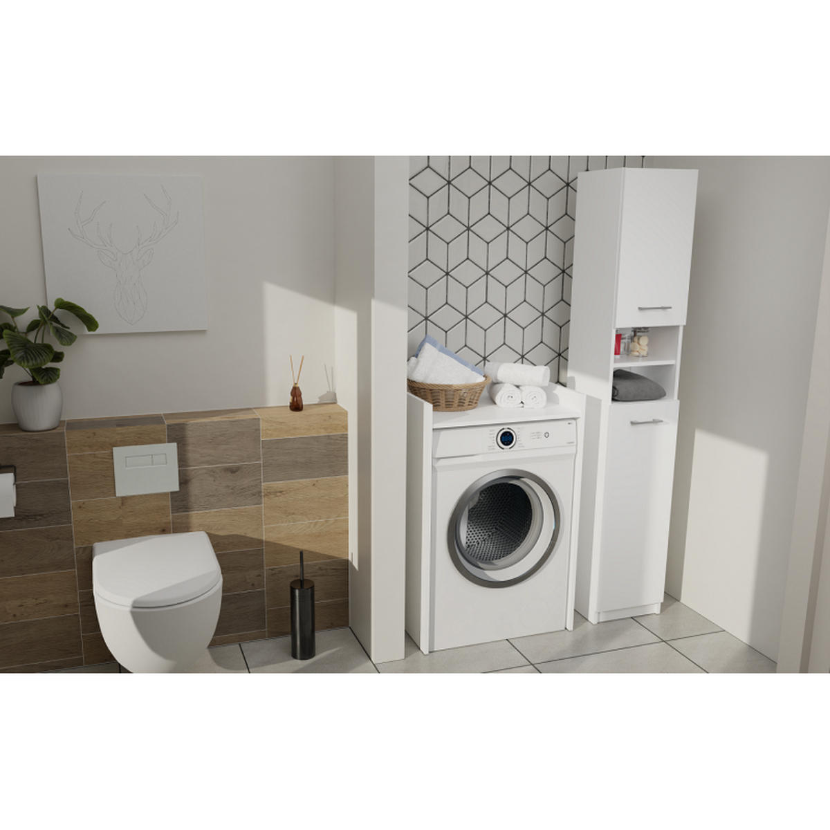 SKRIŇA do kúpeľne - biela, kompozitné drevo (32/180/30cm) - RAUMHIRSCH FURNITURE