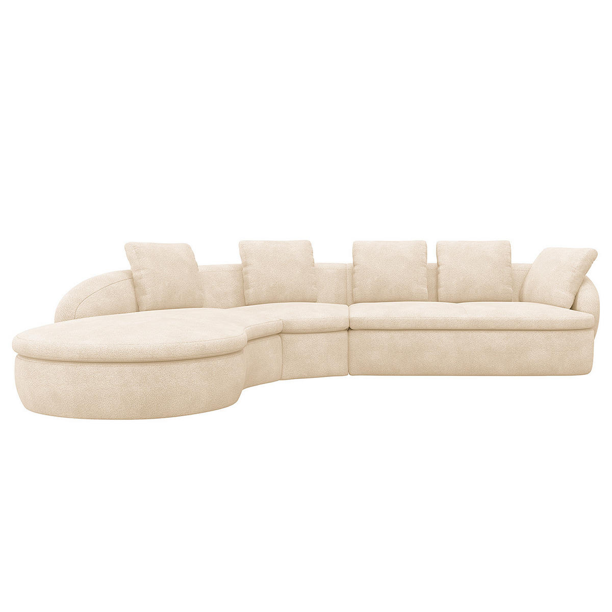 ECKSOFA mit Rundecke - Beige/Schwarz, Kunststoff/Textil (340/225cm) - home24