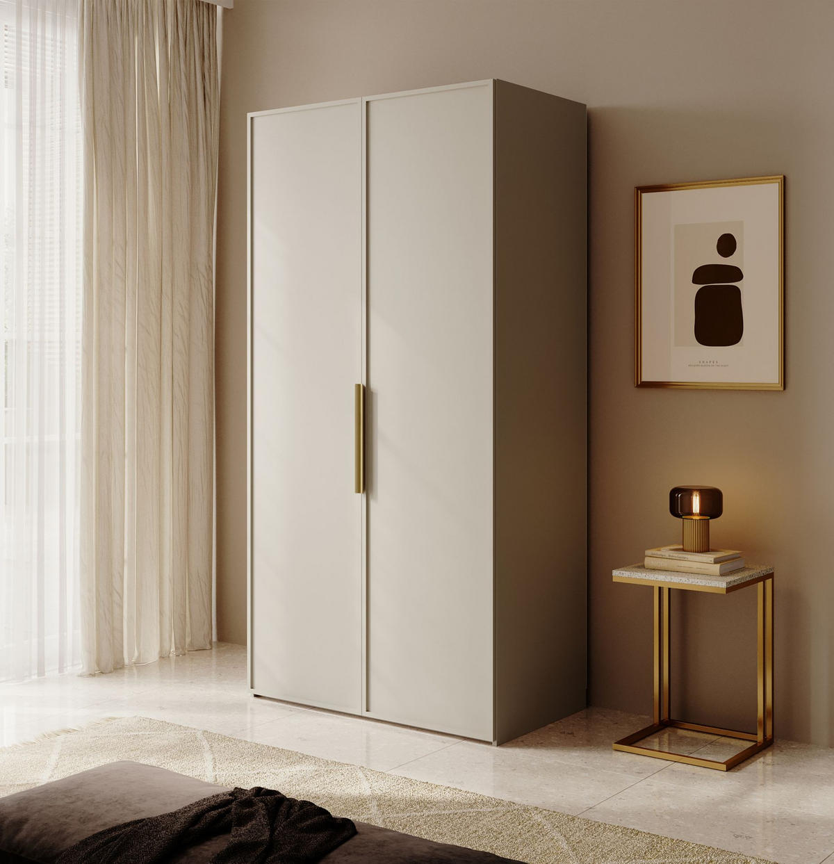 KLEIDERSCHRANK Frame Greige 100 cm - Taupe/Goldfarben, Holzwerkstoff/Metall (100/200.5/57cm) - Selsey