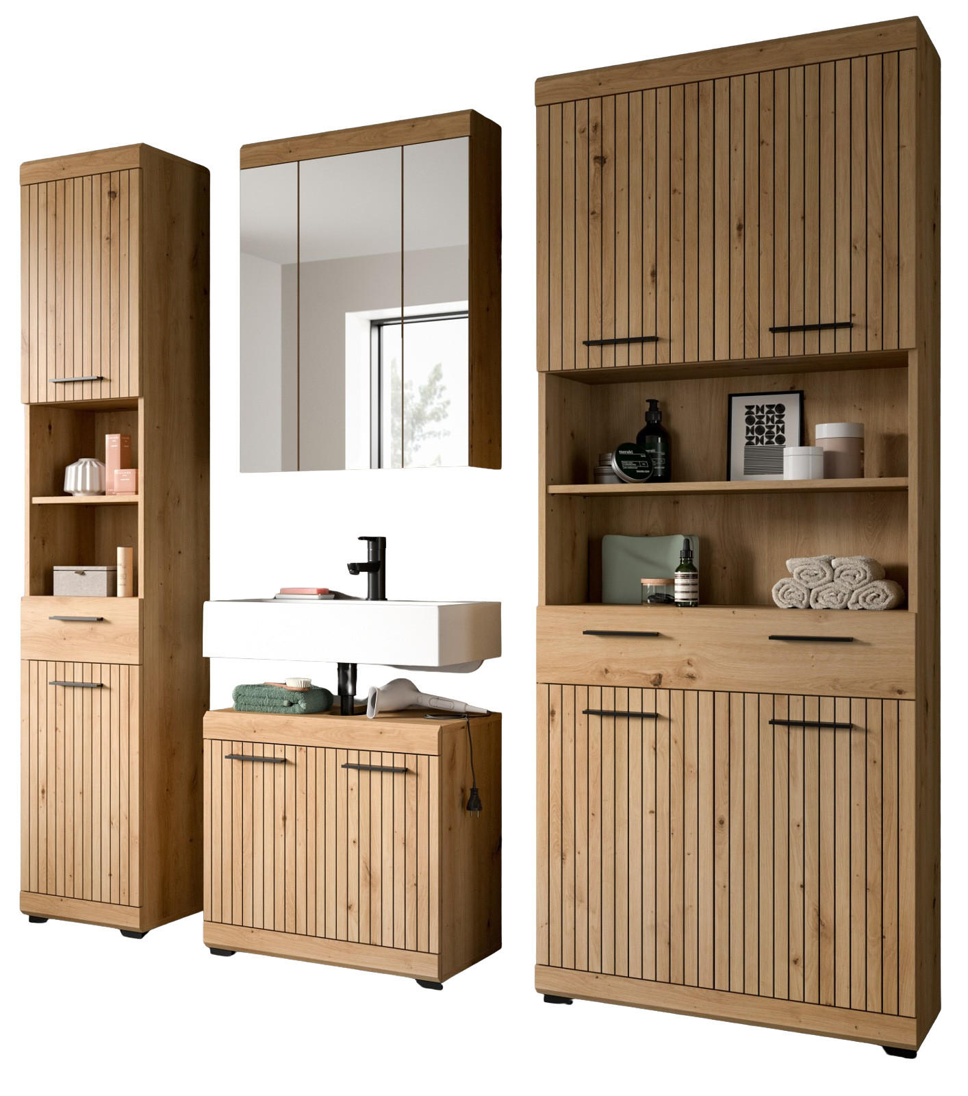 Inn.Furn Badmöbel-Set Eiche Artisan 201x191x34 cm