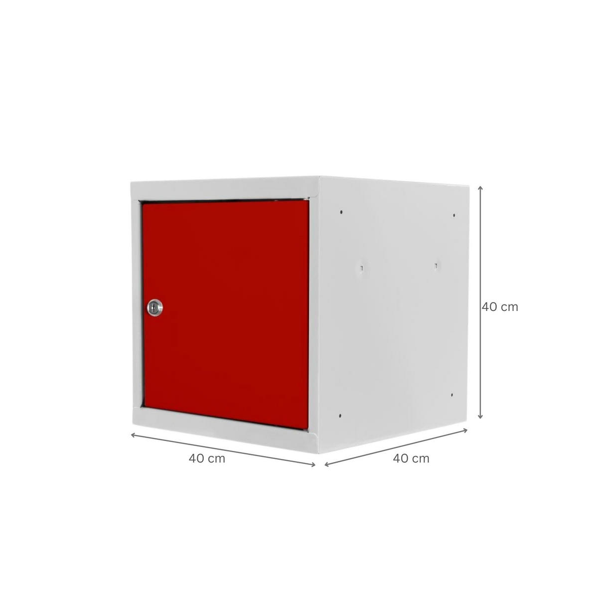 SCHLIESSFACHWÜRFEL 2x Blocky mit Zylinderschloss + 2 Schlüssel 40x40x40cm Lichtgrau/Rot - Rot/Grau, Metall (40/40/40cm) - PROREGAL