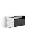 KOMMODE mit Schubladen, Sideboard Schrank, weiß und schwarz, 158/35/75cm - Weiß, Holzwerkstoff (158/75/35cm) - Skraut Home