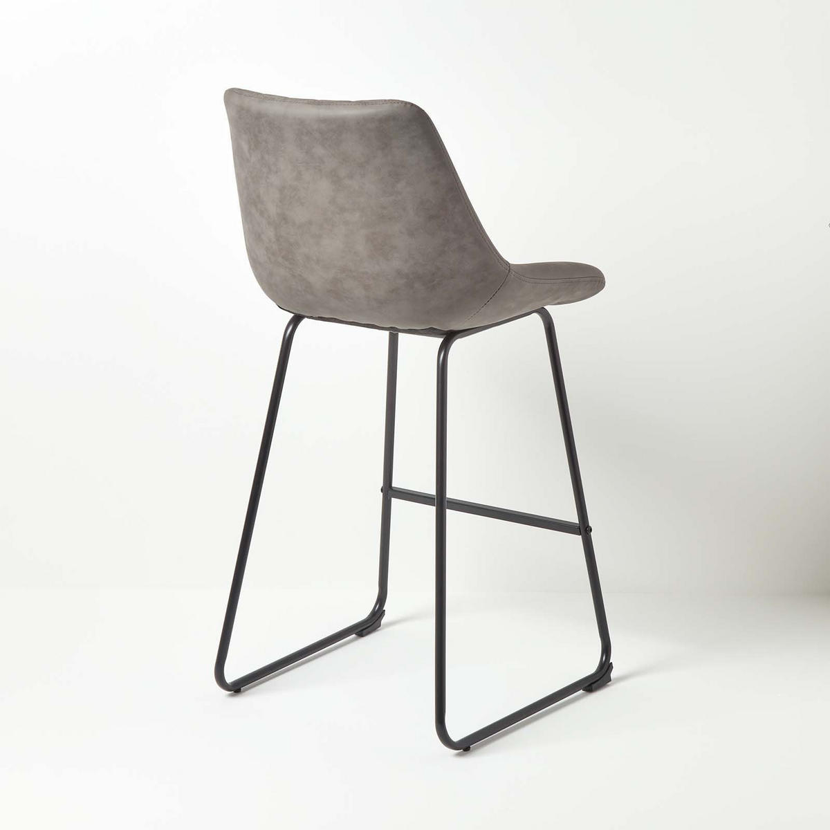 BARSTUHL Ascot, Kunstleder mit Rückenlehne - Grau, Textil (54/97/47cm) - Homescapes