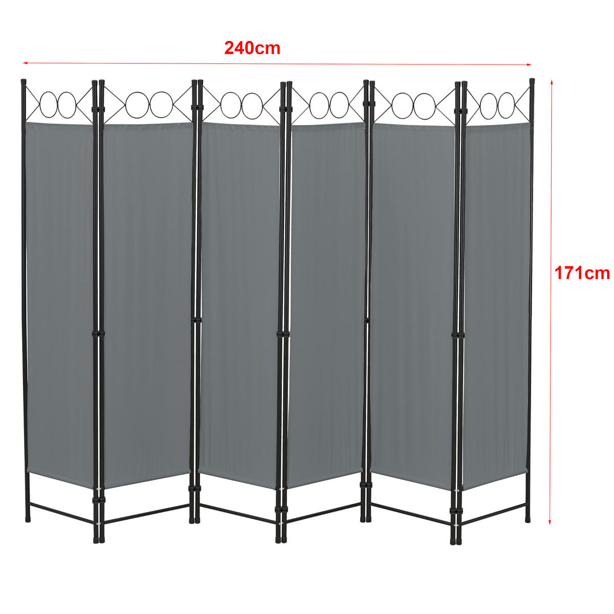 SICHTSCHUTZ Saragossa - Dunkelgrau, Textil/Metall (240/2cm) - [en.casa]