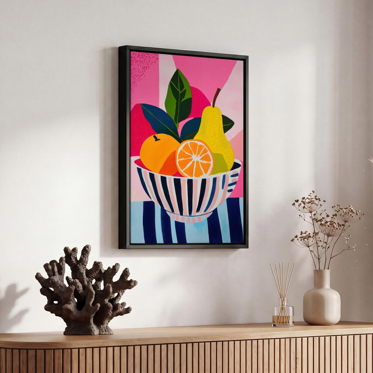 LEINWAND Bilder mit Rahmen - Obst - Abstrakter Hintergrund - Rosa - 20x30 - Pink, Textil (20/30cm) - MuchoWow