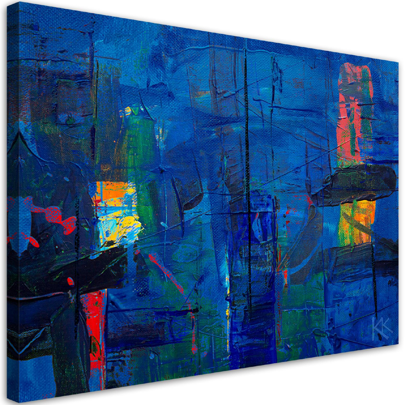 WANDBILD blau abstraktion wie gemalt - Blau, Textil (60/40cm) - Feeby