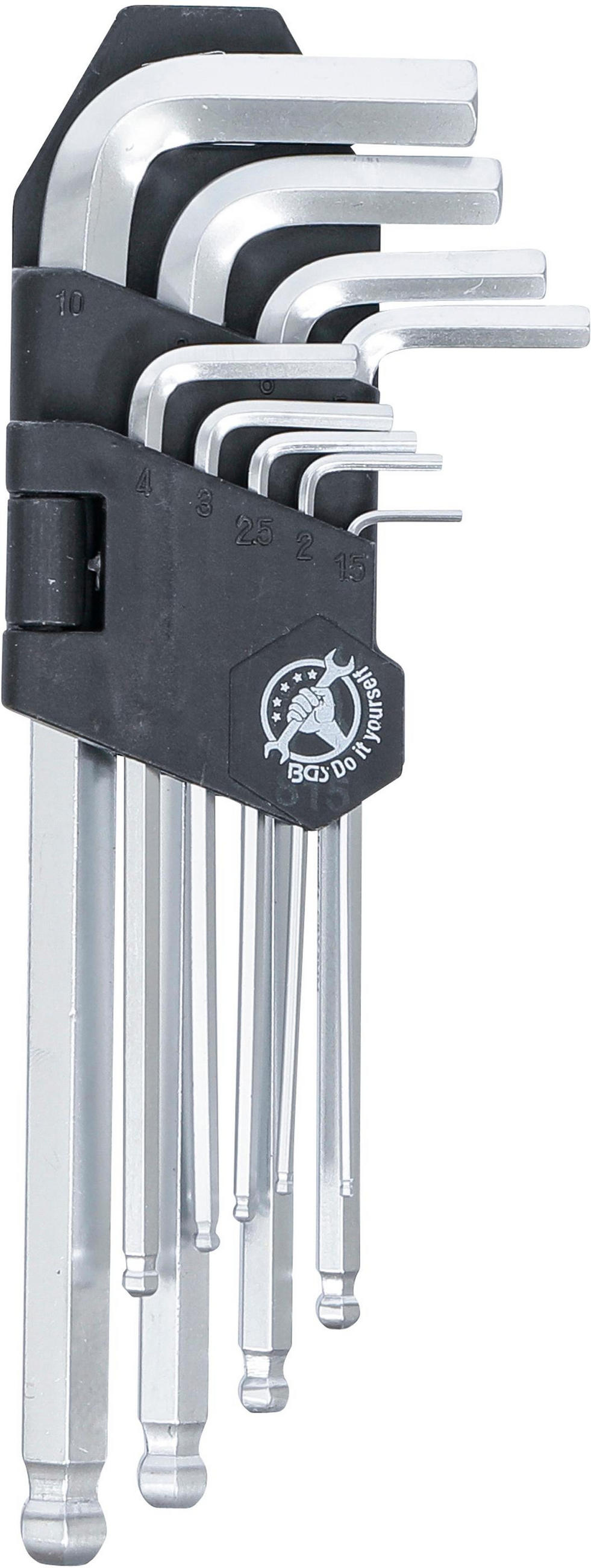 WINKELSCHLÜSSEL-SATZ | INNENSECHSKANT / INNENSECHSKANT MIT KUGELKOPF - Multicolor, Kunststoff/Metall (1/1cm) - BGS technic