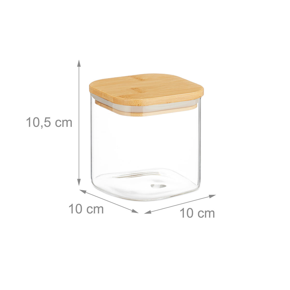 3XVORRATSGLAS - Transparent, Glas/Holz (10/10.5/10cm) - Relaxdays