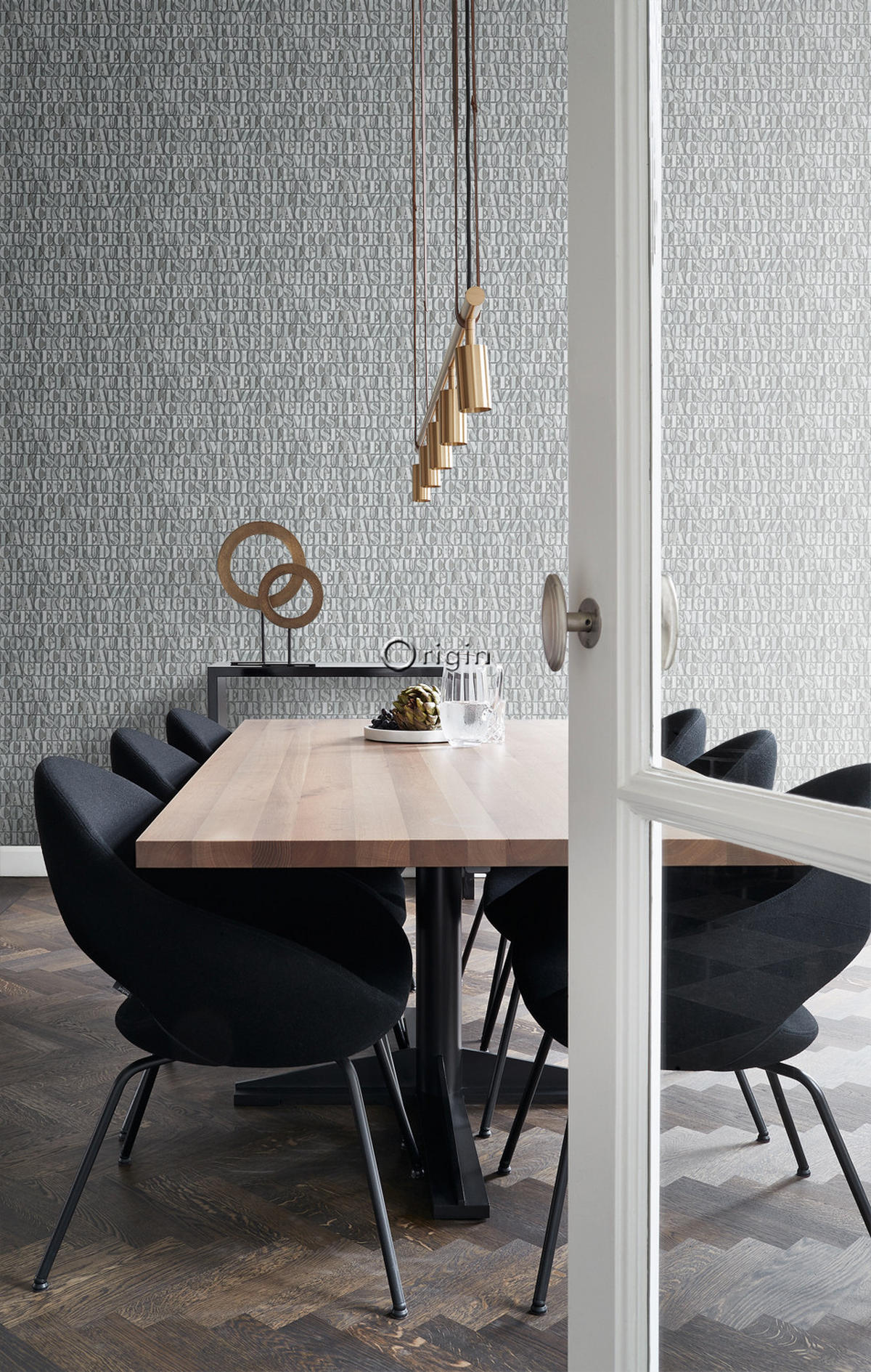 TAPETE alte eiserne Druckbuchstaben 53 cm x 10.05 m - Grün, Papier (53/1000cm) - Origin Wallcoverings