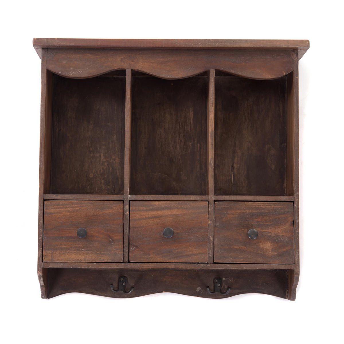 WANDREGAL Belle Mahagoni Holz, mit 3 Schubladen und Haken dunkelbraun - Naturfarben, Holz (62/58/15cm) - DESIGN DELIGHTS