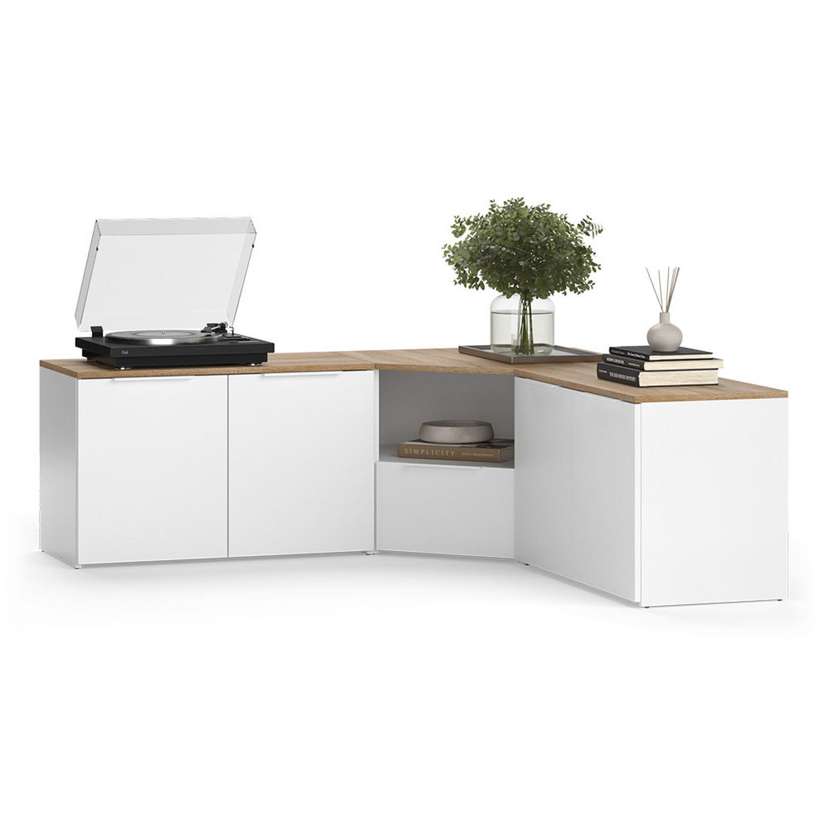 WOHNWAND Wido Weiß/Sonoma 3 Teile - Weiß/Sonoma Eiche, Holzwerkstoff (68/50/68cm) - Vicco