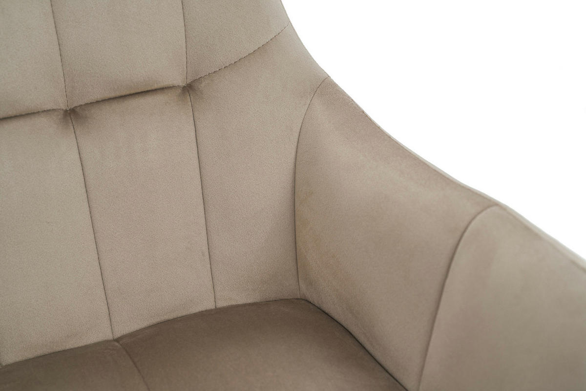 STUHL FANO drehbar gepolsterter mit Steppung - dunkelbeige - Velour - Hellbraun/Beige, Textil/Metall (58/83/59cm) - NEW HOME