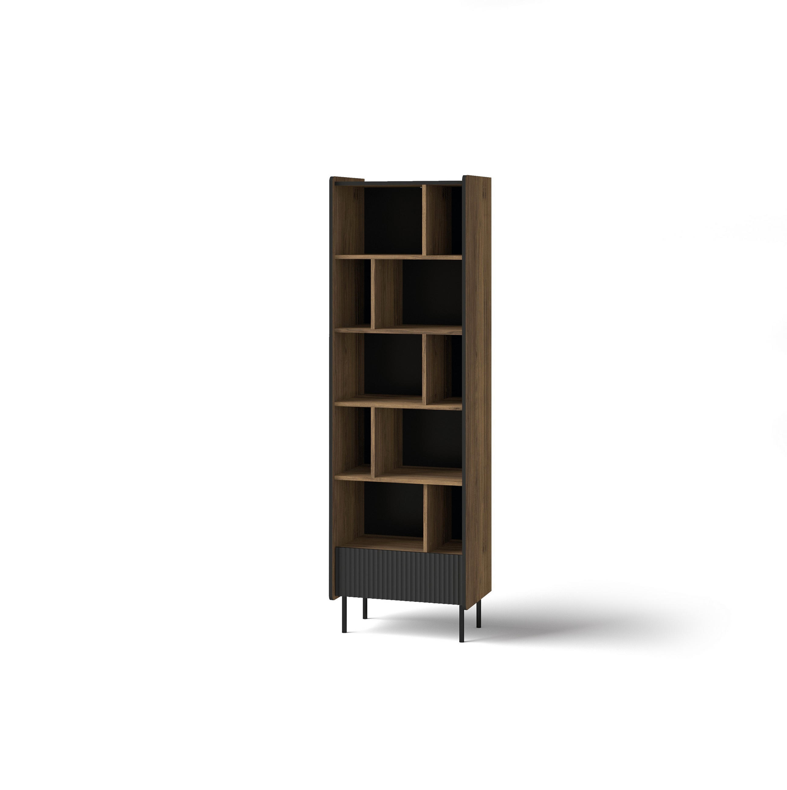 BÜCHERREGAL KREON 59/190,7/40 cm Wohnzimmerregal Hochschrank Regal Braun - Braun, Holzwerkstoff (59/190.7/40cm) - MASSENO