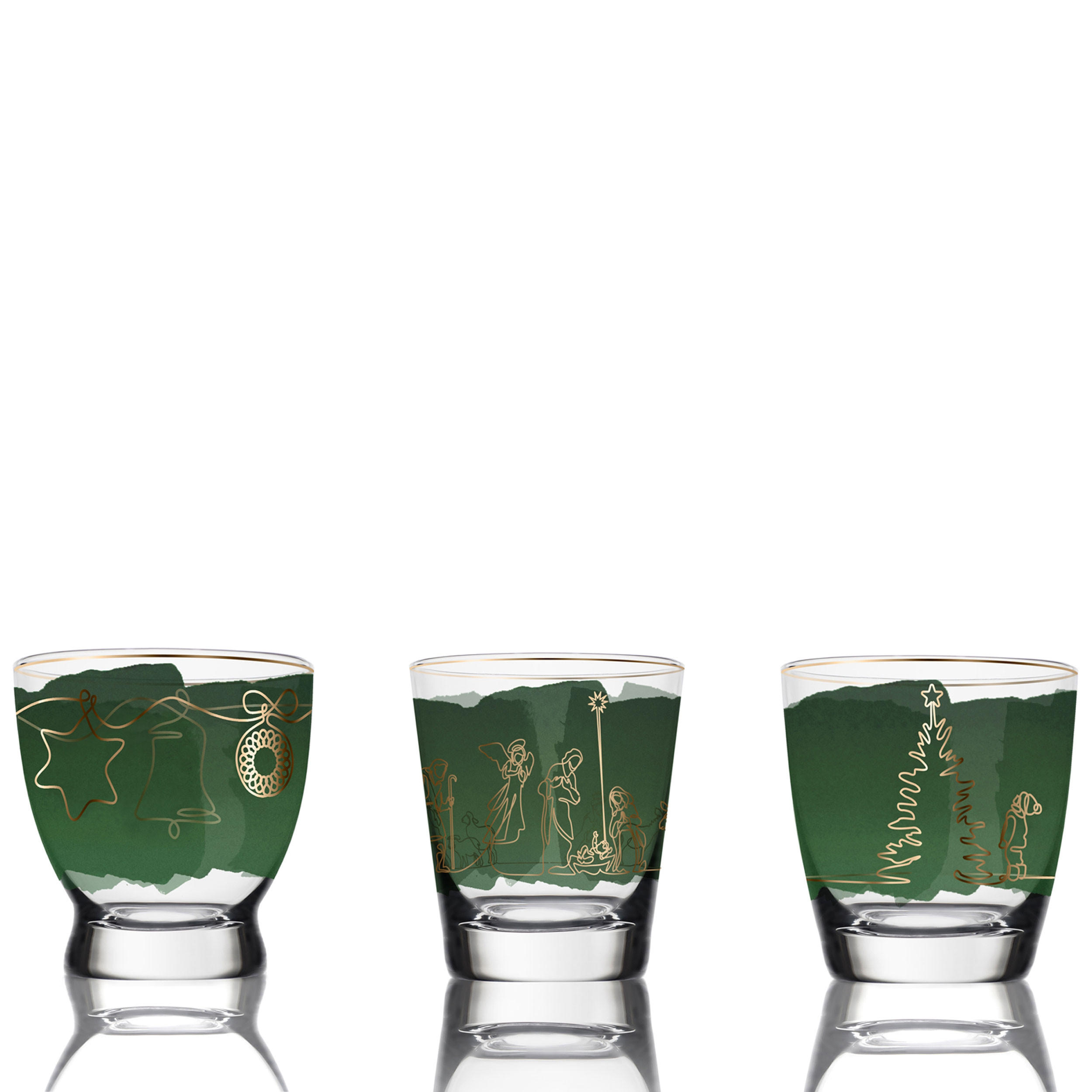 WINDLICHT 3er Set Christmas Classic, Glas, Bunt - Multicolor, Glas (7/10.5/7cm) - Goebel