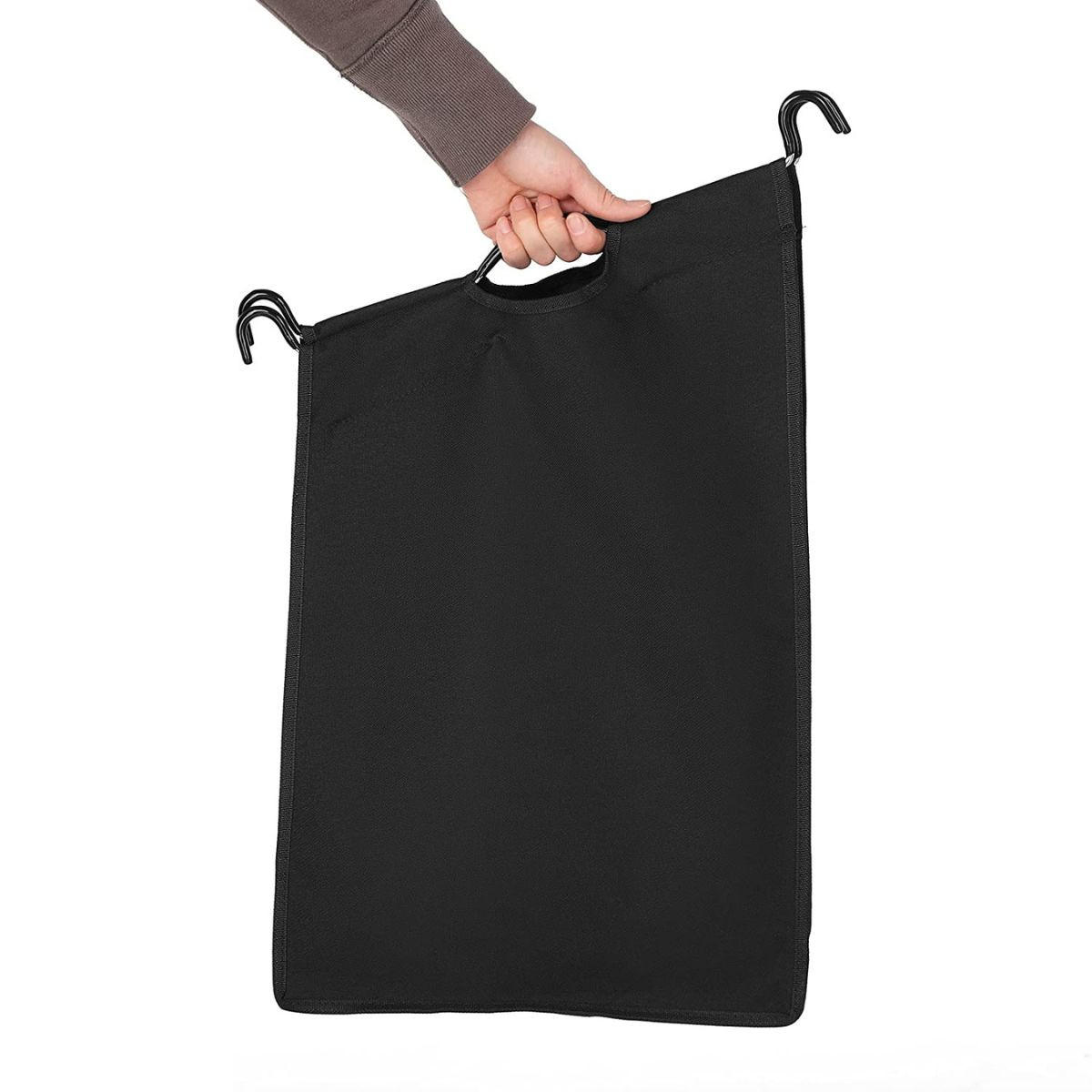 WÄSCHEKORB mit 4 abnehmbaren schwarzen Taschen auf Rädern - L87,5 cm - Grau, Metall (81/38.5/87.5cm) - Calicosy