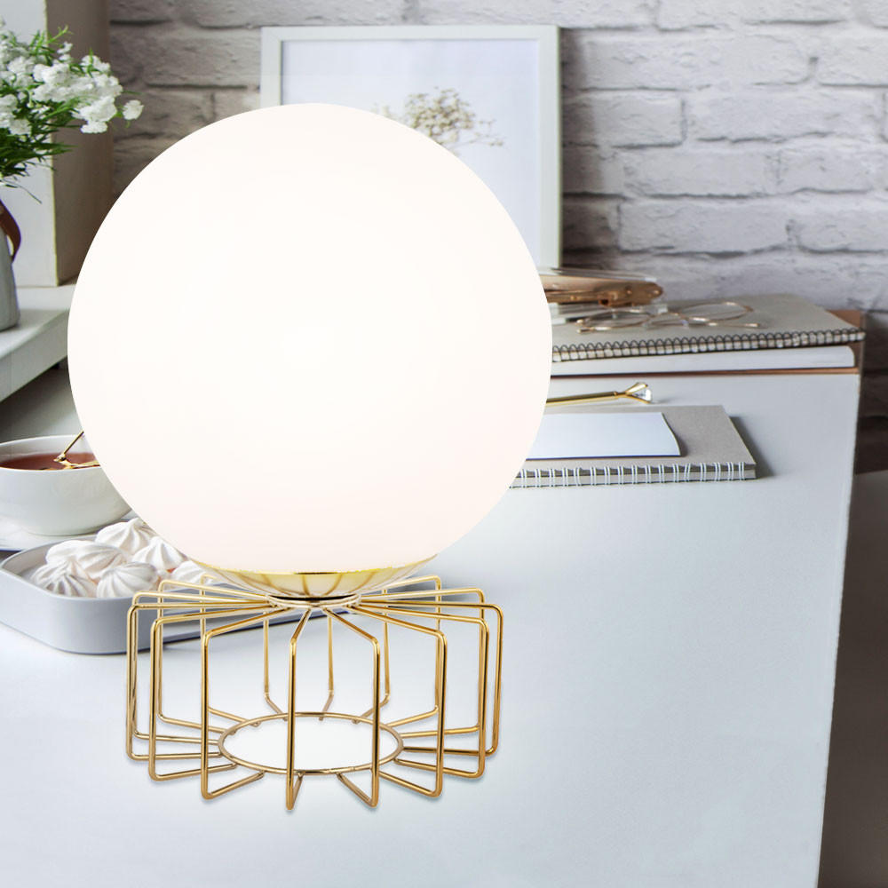 TISCHLEUCHTE BALU Metall Weiß - Weiß, Glas (15/15/20.3cm) - Globo Lighting