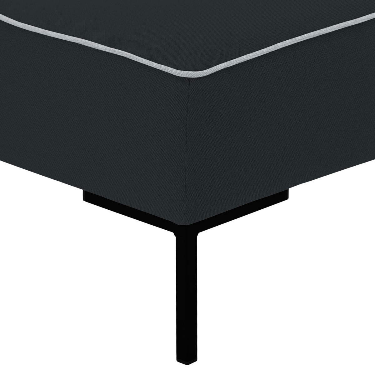 POLSTERHOCKER - Webstoff - Anthrazit/Schwarz, Textil/Metall (102/43/93cm) - home24