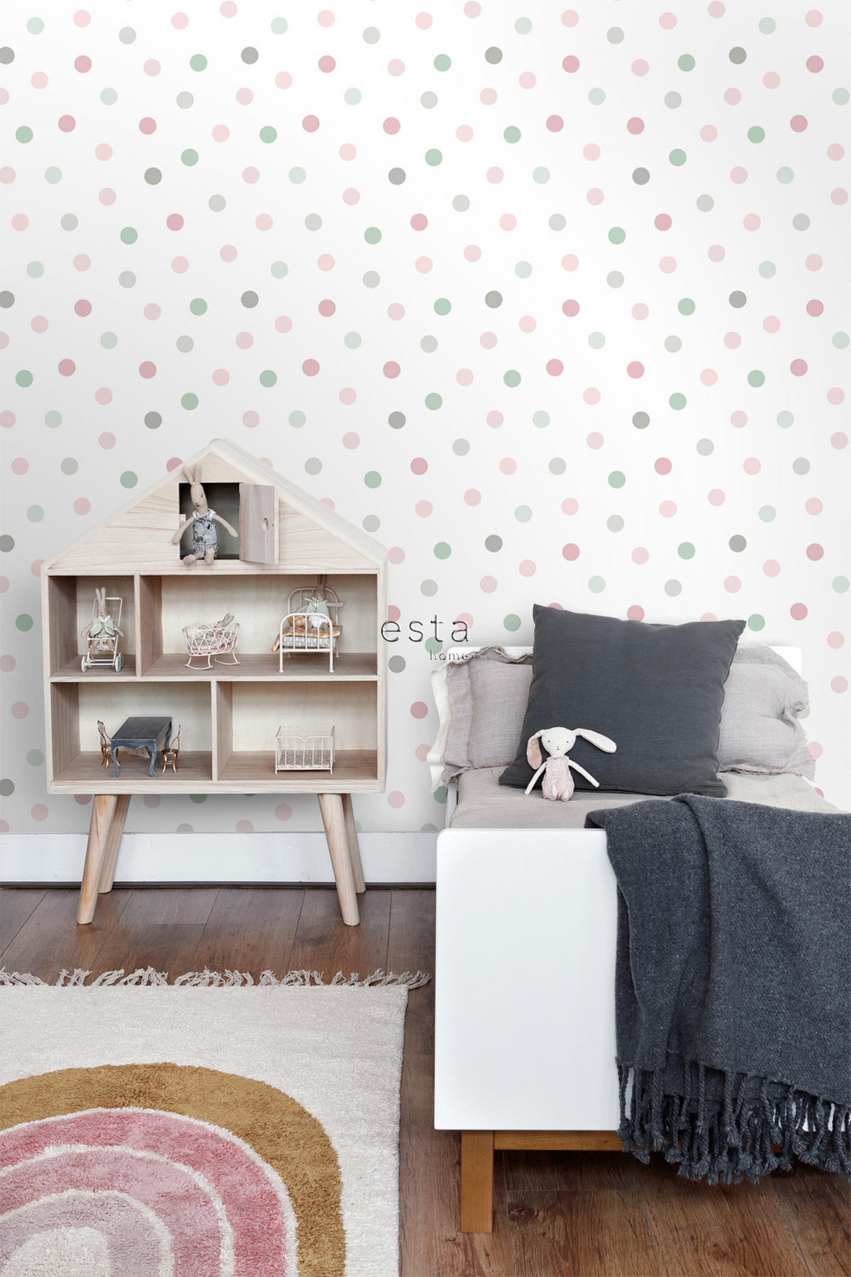 TAPETE Punkte 53 cm x 10.05 m - Weiß, Papier (53/0.1cm) - ESTAhome