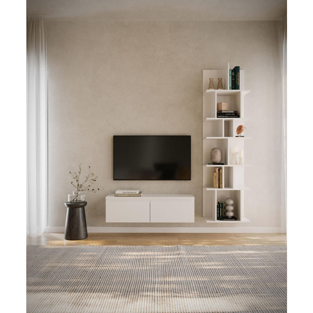 Thumbnail - Selsey Tv-Lowboard, Weiß, Holzwerkstoff, 2 Fächer, Rechteckig, 100x28.4x31.8 cm, Wohnzimmer, Wohnwände, Lowboards, Lowbo...