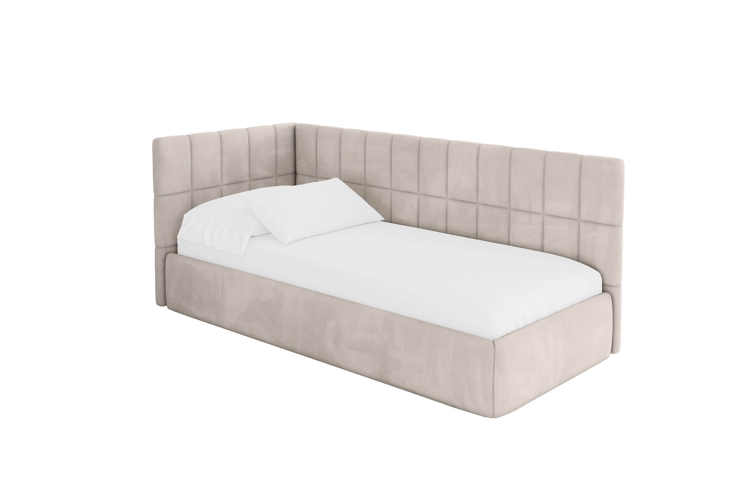 ALTDECOR JEDNOLŮŽKOVÁ POSTEL pro mládež s úložným prostorem, vpravo - TULY 90x200 béžová