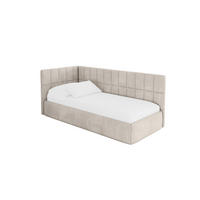 EINZELLBETT Jugendbett mit Bettkasten, Rechts - TULY 100x200 Beige - Sandfarben, Holzwerkstoff/Textil (100/200cm) - ALTDECOR