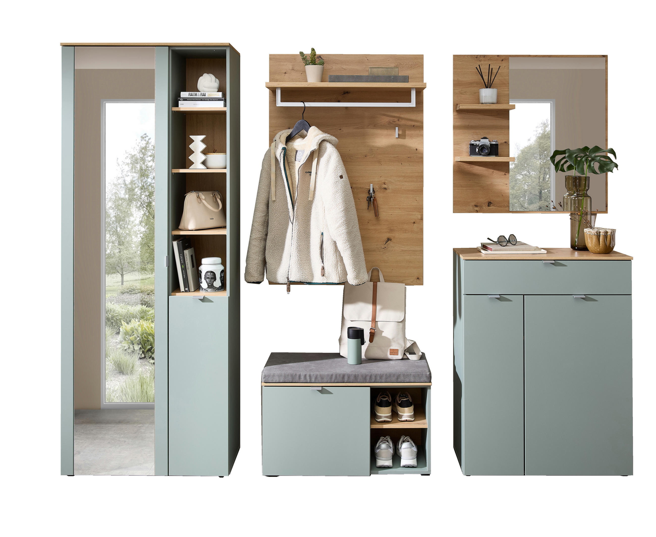GARDEROBE 264/202/38 cm - Salbeigrün, Holz (264/202/38cm) - moebel dich auf