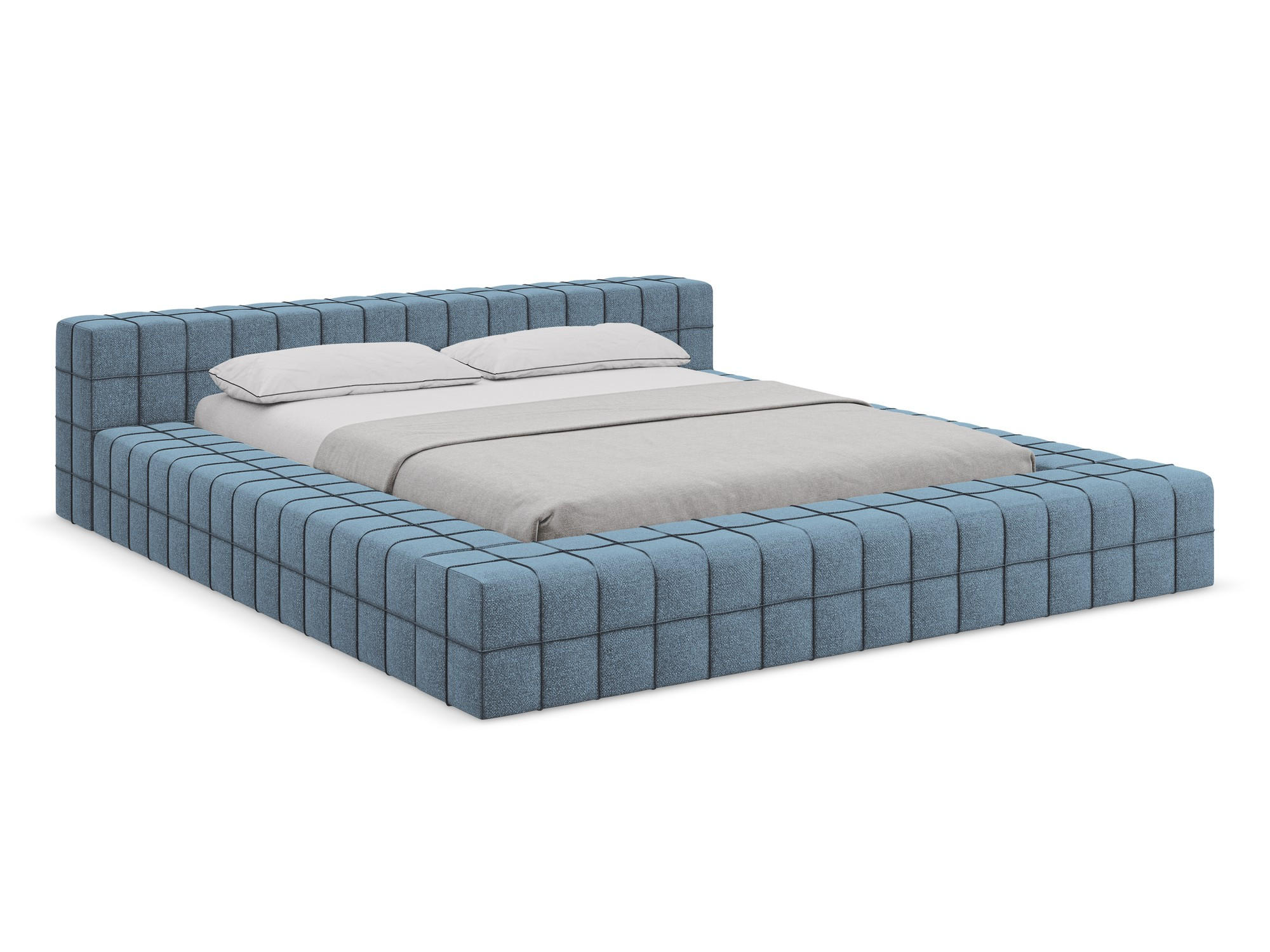 POLSTERBETT mit Lattenrost 220x260 Blau - Blau/Blaugrau, Kunststoff/Textil (160/200cm) - Makamii