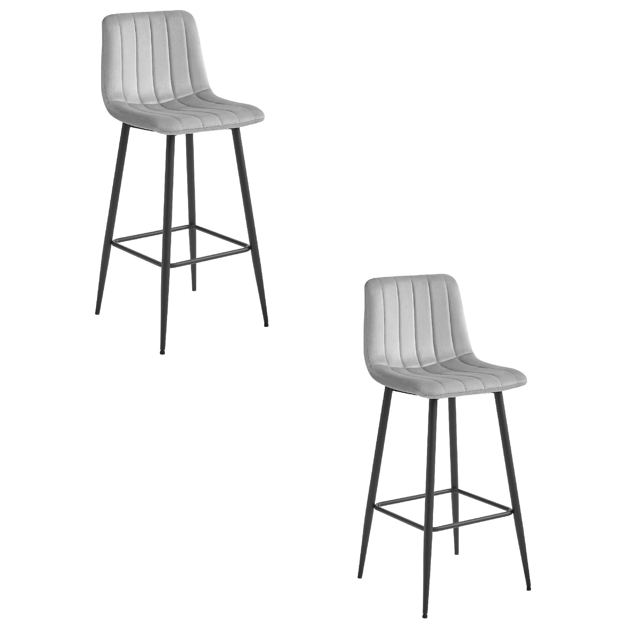 BARHOCKER 2-er Set POZZA silbergrauer Sitz, schwarze Basis - Silberfarben/Schwarz, Textil (43/104/35cm) - Valora