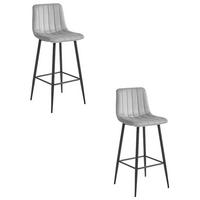 BARHOCKER 2-er Set POZZA silbergrauer Sitz, schwarze Basis - Silberfarben/Schwarz, Textil (43/104/35cm) - Valora