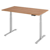 SCHREIBTISCH elektrisch 80/140/74 cm in Nussbaumfarben/Silberfarben - Silberfarben/Nussbaumfarben, Holzwerkstoff (80/140/74cm) - bümö