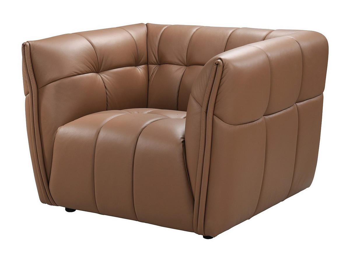 SESSEL mit gerader Rückenlehne - 1 Person - Leder - Camel - - Hellbraun, Leder (106.5/74/92.5cm) - Vente-Unique