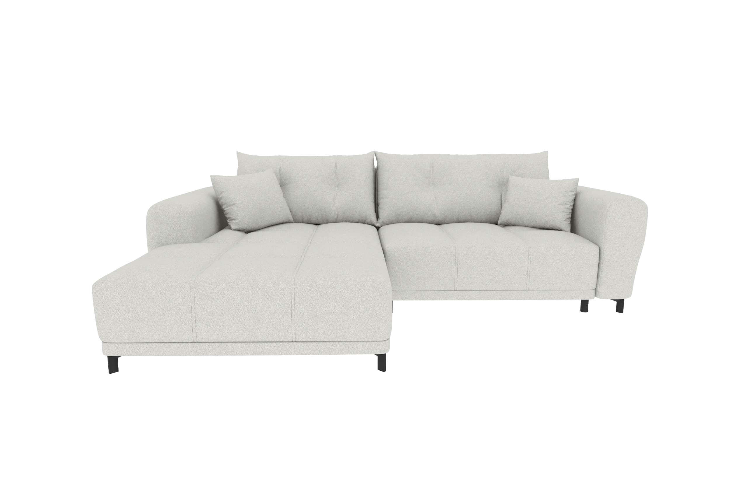 ECKSOFA Massimo Strukturstoff Hellgrau inkl. Schlaffunktion Links - Hellgrau/Schwarz, Textil/Metall (246/177cm) - 99rooms