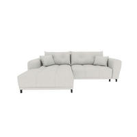ECKSOFA Massimo Strukturstoff Hellgrau inkl. Schlaffunktion Links - Hellgrau/Schwarz, Textil/Metall (246/177cm) - 99rooms