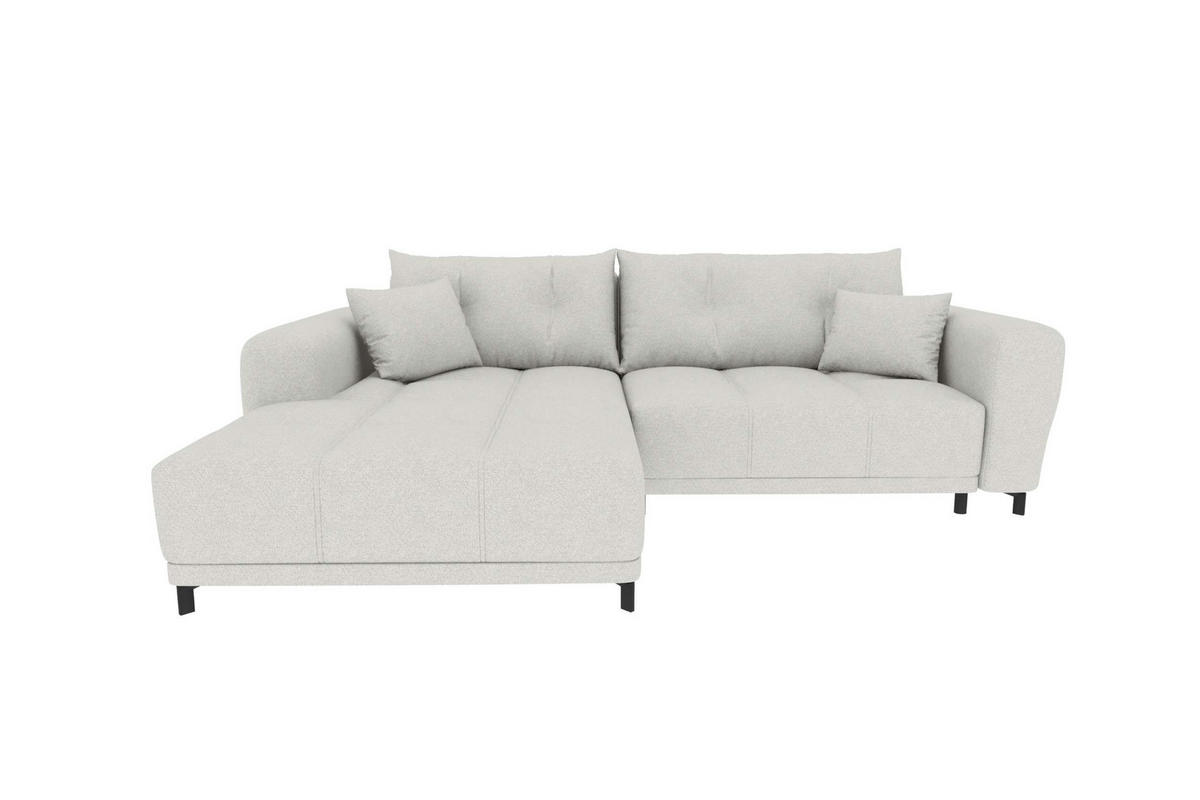 ECKSOFA Massimo Strukturstoff Hellgrau inkl. Schlaffunktion Links - Hellgrau/Schwarz, Textil/Metall (246/177cm) - 99rooms