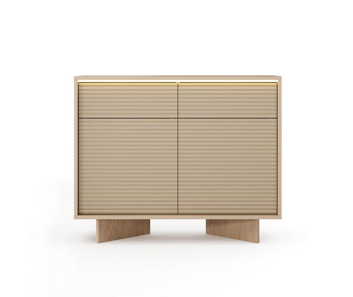 KOMMODE DEMI Cappuccino, Kommode mit Schubladen und LED-Beleuchtung - Cappuccino, Holzwerkstoff (104/84/40cm) - Bettso