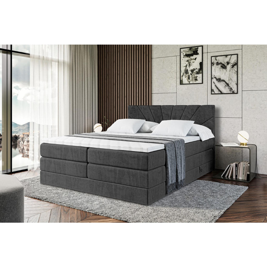 Thumbnail - Altdecor Boxspringbett, Schwarz, Holzwerkstoff, Höhe ca. 20 cm, 200x200 cm, Schlafzimmer, Betten, Boxspringbetten