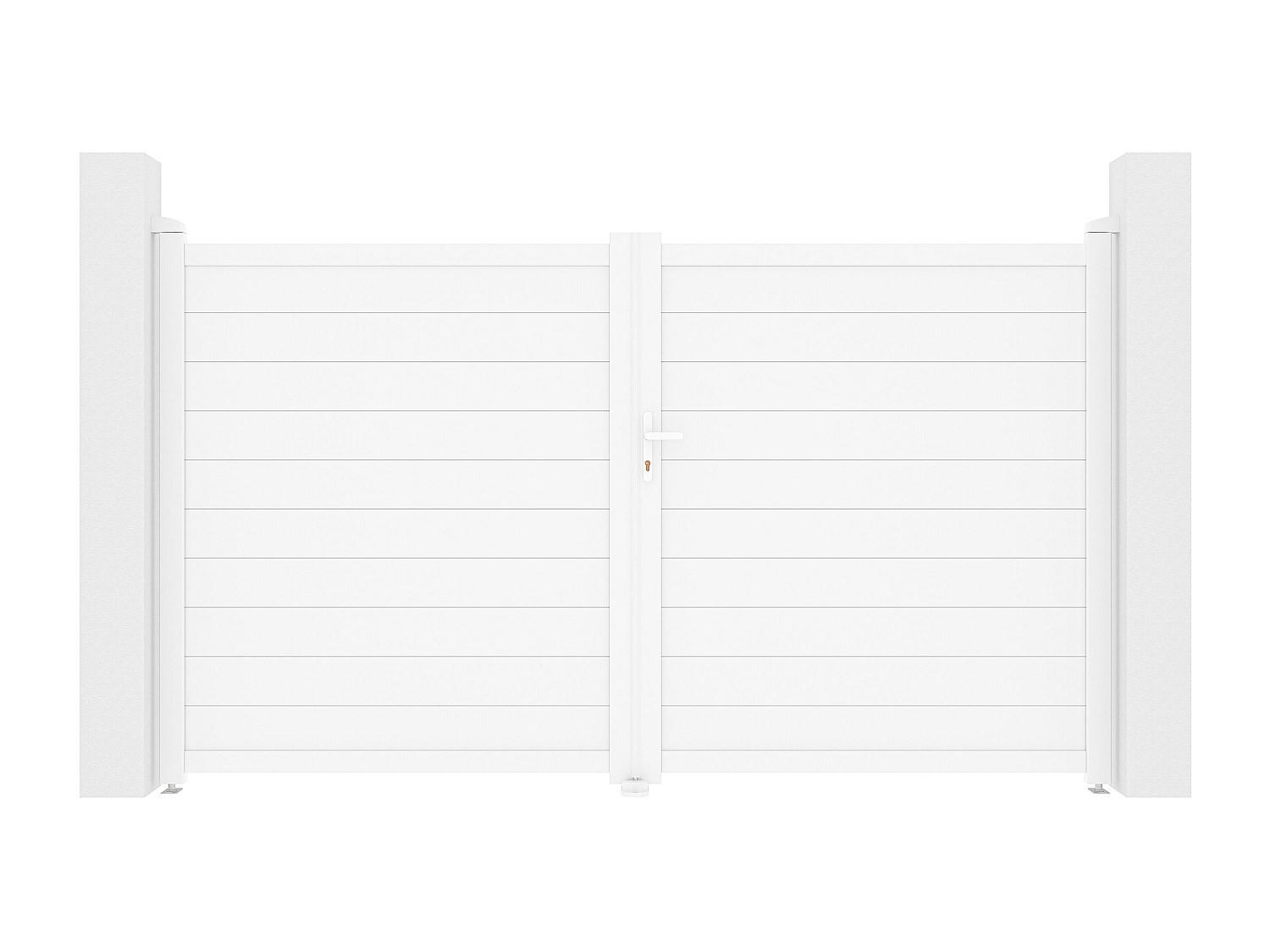 FLÜGELTOR - 300cm x 4.6cm - Aluminium - weiß - NAZARIO - Weiß, Metall (300/176cm) - Vente-Unique