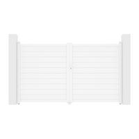 GARTENTOR Flügeltor Doppeltor - 305 x 181 cm - voll - Aluminium - Weiß - NAZARIO - Weiß, Metall (300/176cm) - Vente-Unique